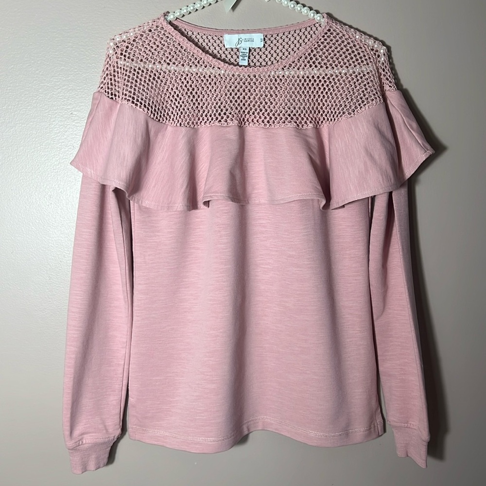 Jessica Simpson Mesh Ruffle Top